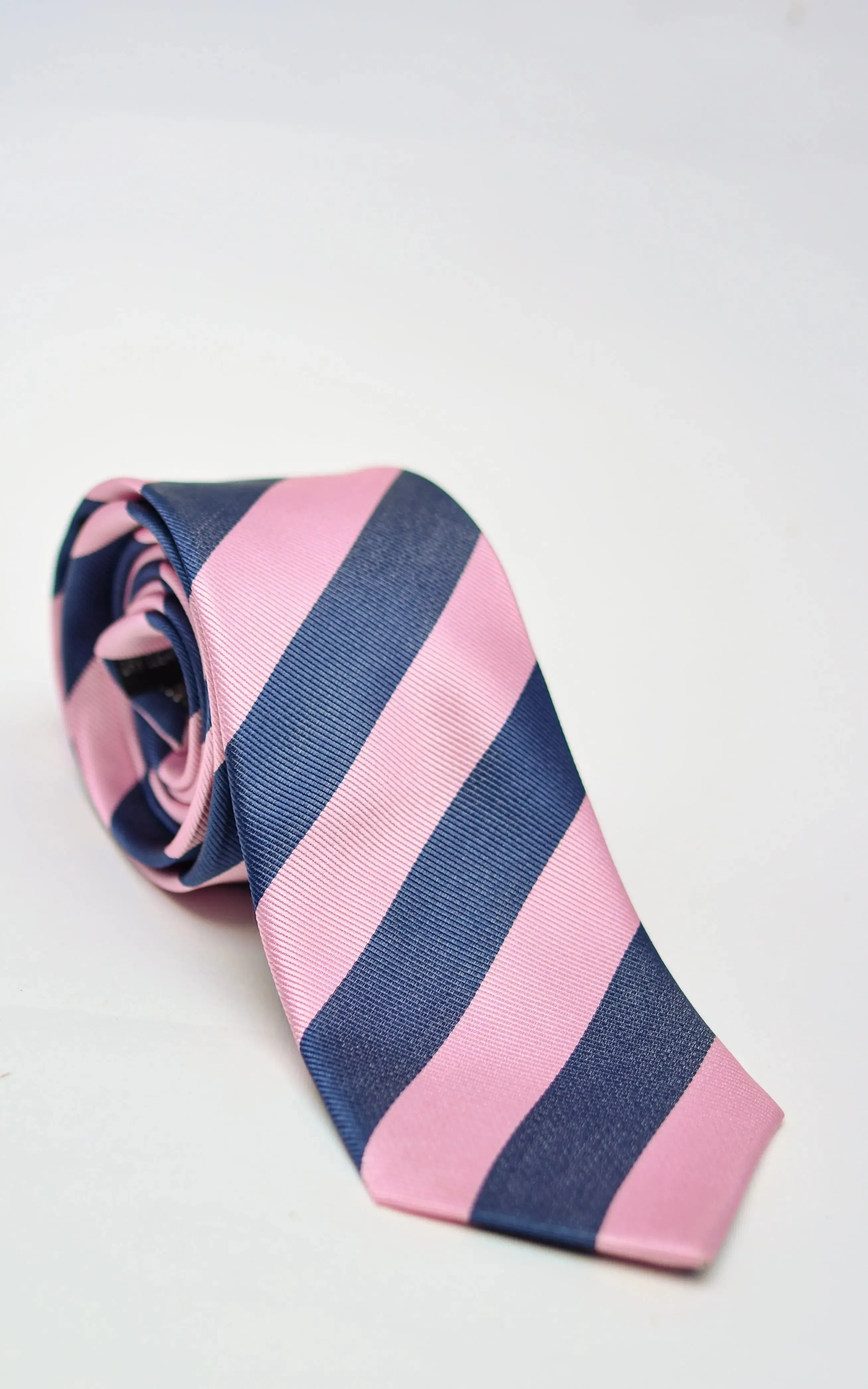 Striped Silk Tie - Pink / Navy