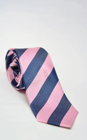 Striped Silk Tie - Pink / Navy