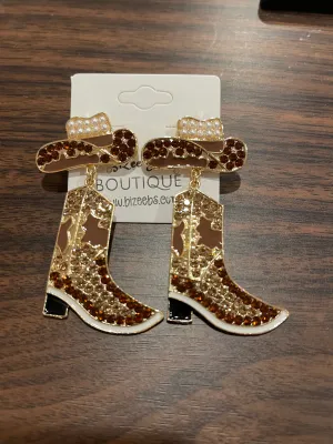 Studded Cowboy Hat/Boots Earrings