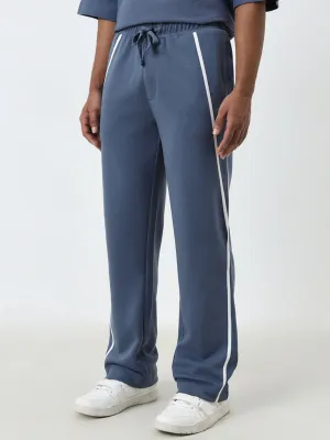 Studiofit Blue Relaxed-Fit Mid-Rise Track Pants