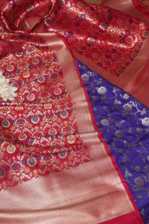 Stunning Elegant Blue Banarasi Silk Sona Roopa Suit With Banarasi Kimkhwab Design Silk Dupatta