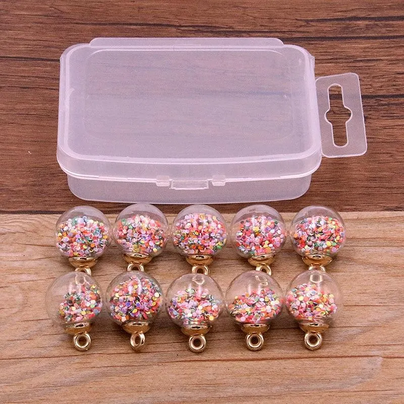 Styles Mix Glass Bottles Milk Tea Cup Ball Earring Charms 10 PCs