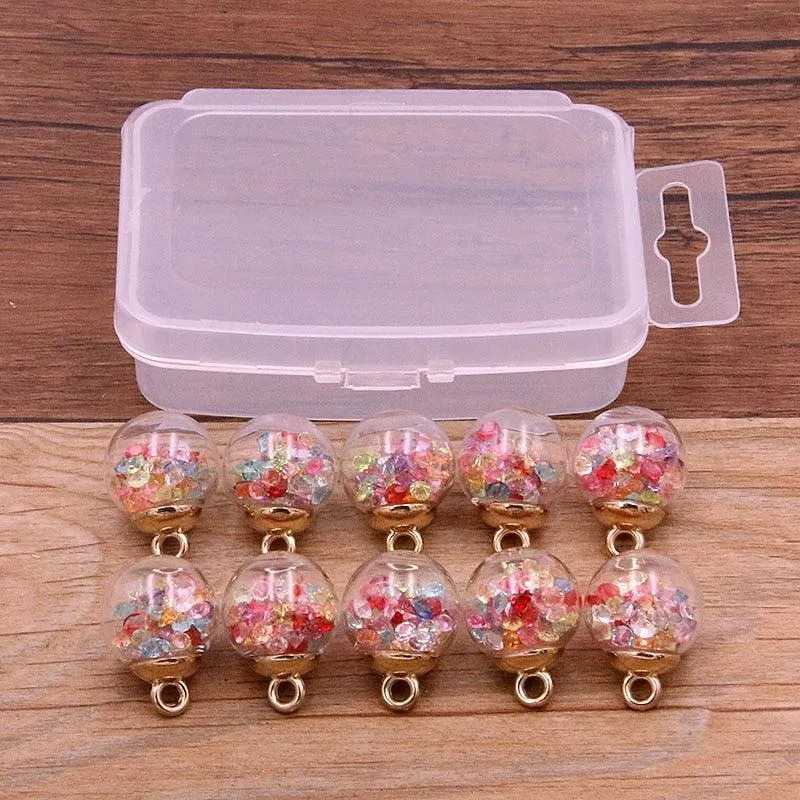 Styles Mix Glass Bottles Milk Tea Cup Ball Earring Charms 10 PCs