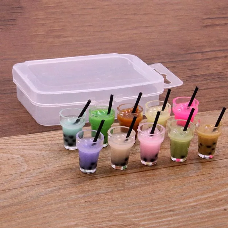 Styles Mix Glass Bottles Milk Tea Cup Ball Earring Charms 10 PCs