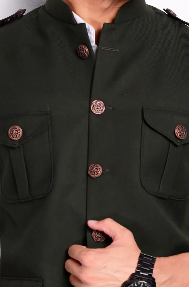 Stylish Dark Green Semi Hunting Jacket with White Shirt and Breeches| Perfect for Casual wear, Festive wear|