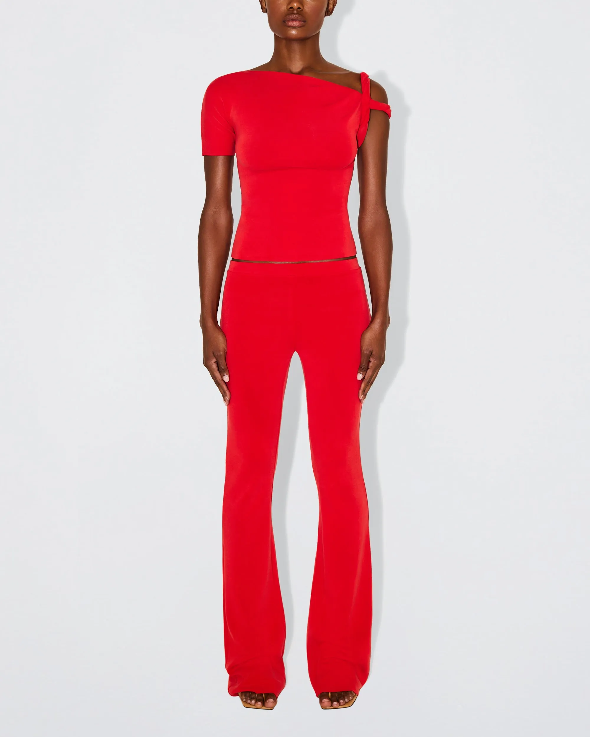 Sueded Stretch Low Rise Pant | Tomato