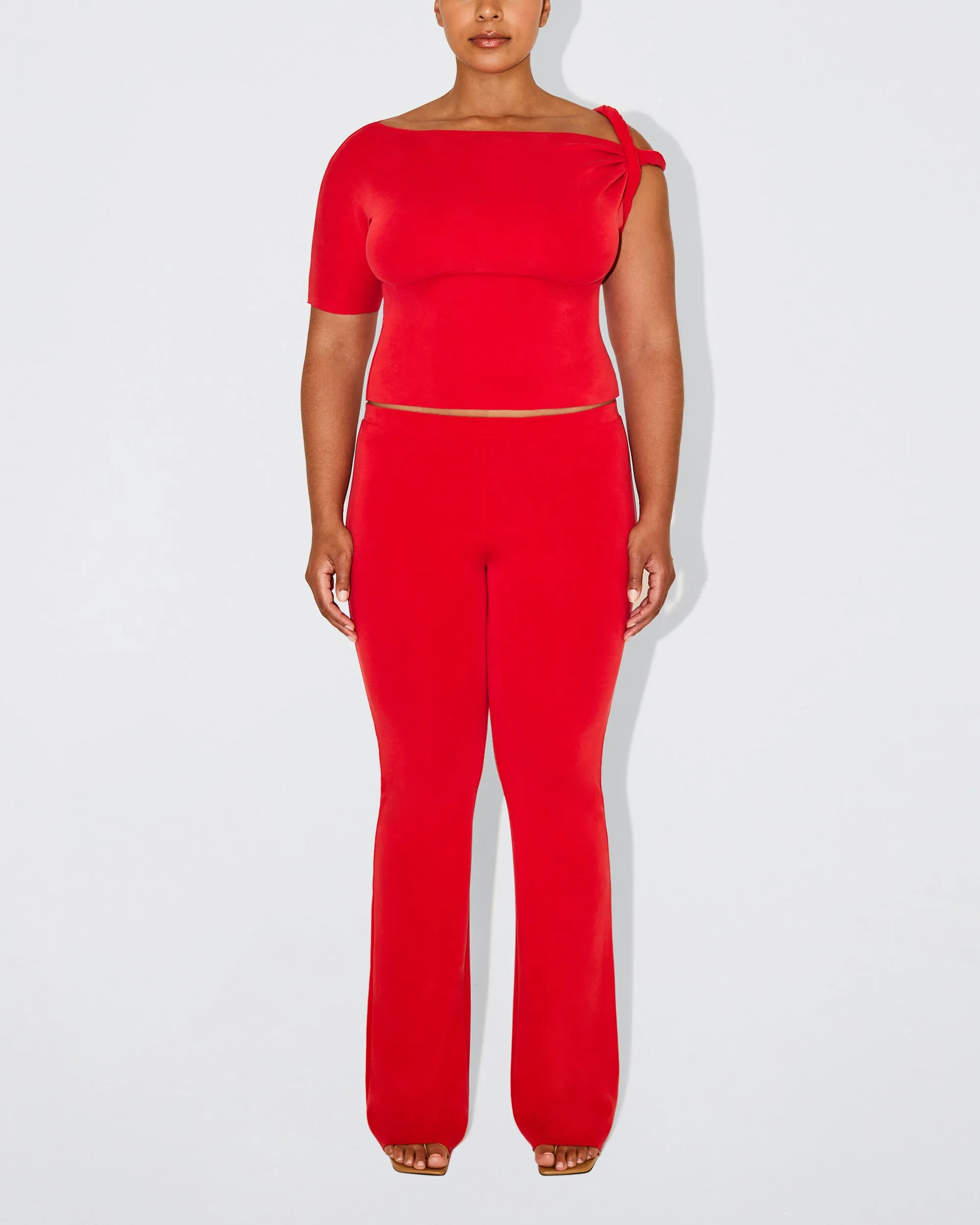 Sueded Stretch Low Rise Pant | Tomato
