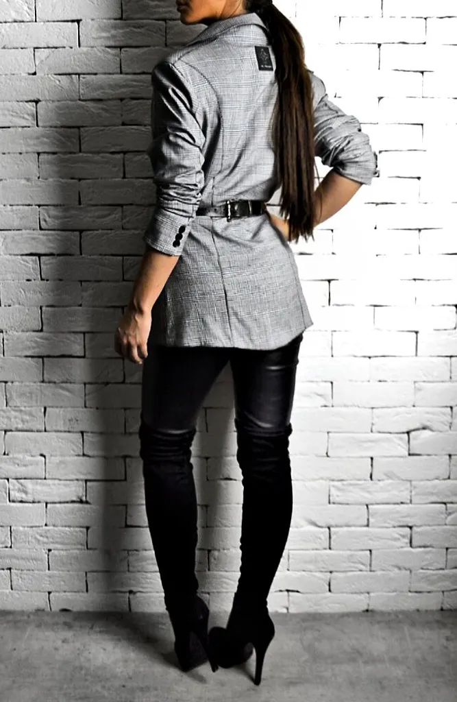 Suit Blazer - Grey Pinstripe