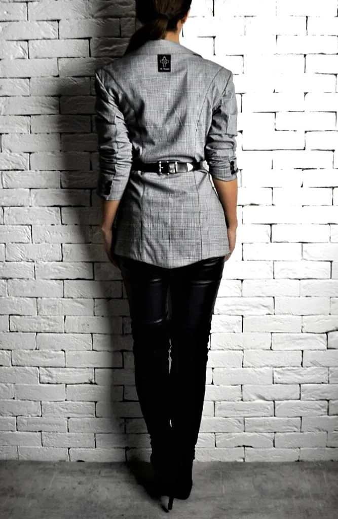 Suit Blazer - Grey Pinstripe