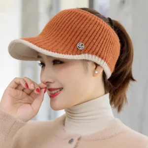 Summer Sports Top Knitted Elastic Ponytail Visor Hats