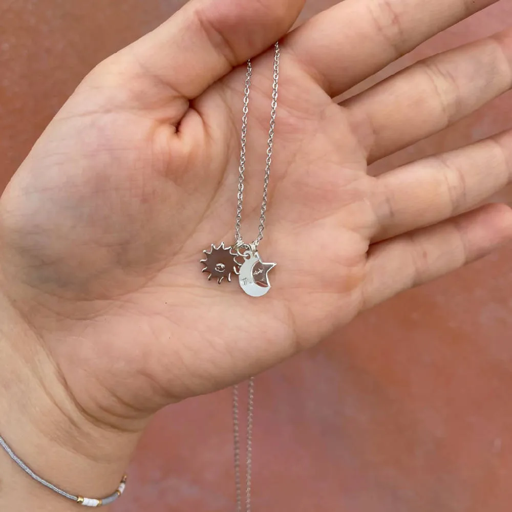 Sun, Moon, Rising Sign Charm Necklace
