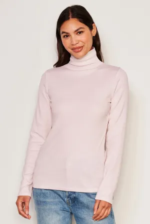 Sundry Long Sleeve Mock Neck Top in Flush Pink