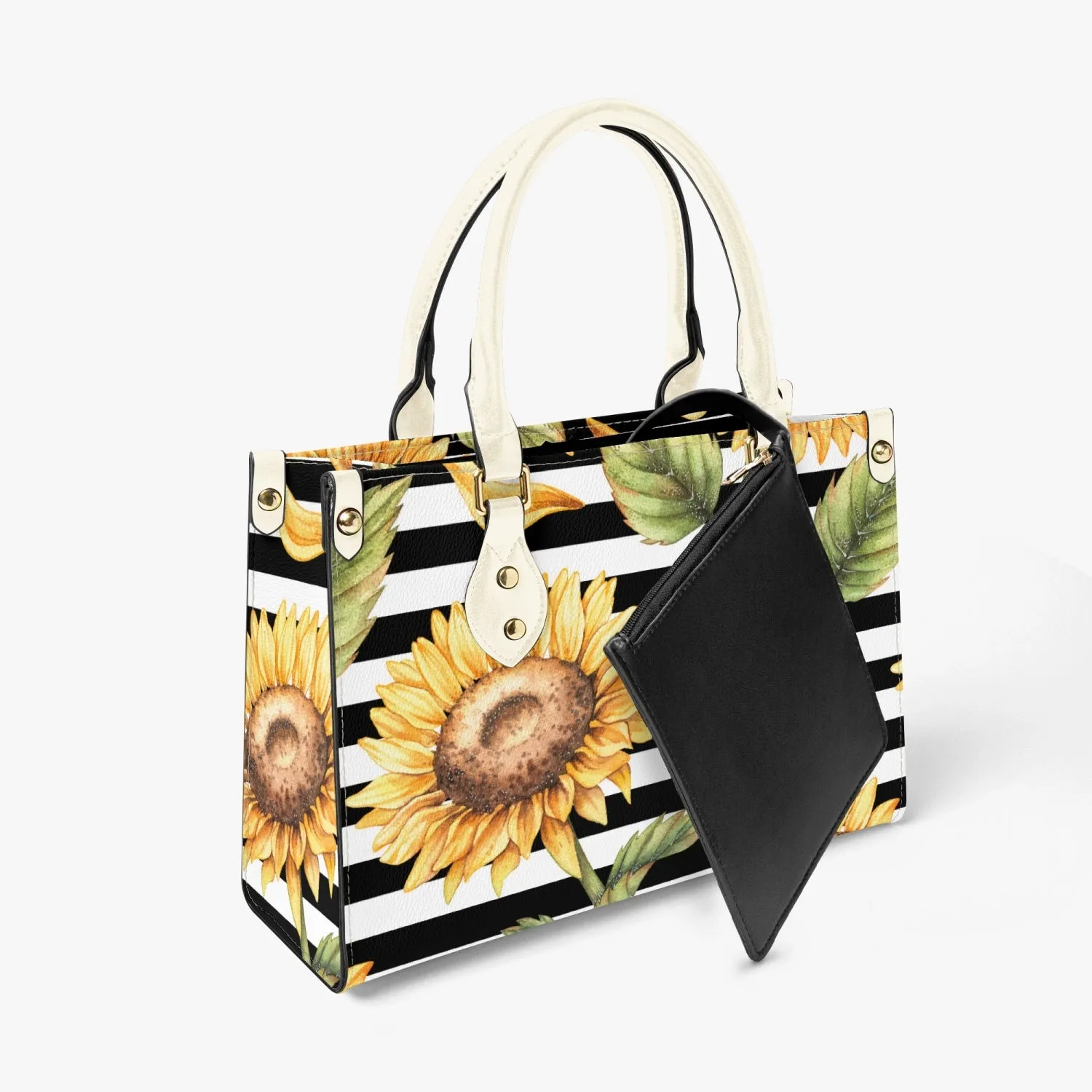 Sunflower Striped Tote Bag - Long Strap and Inner Bag