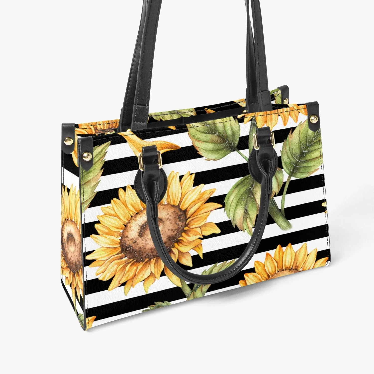 Sunflower Striped Tote Bag - Long Strap and Inner Bag