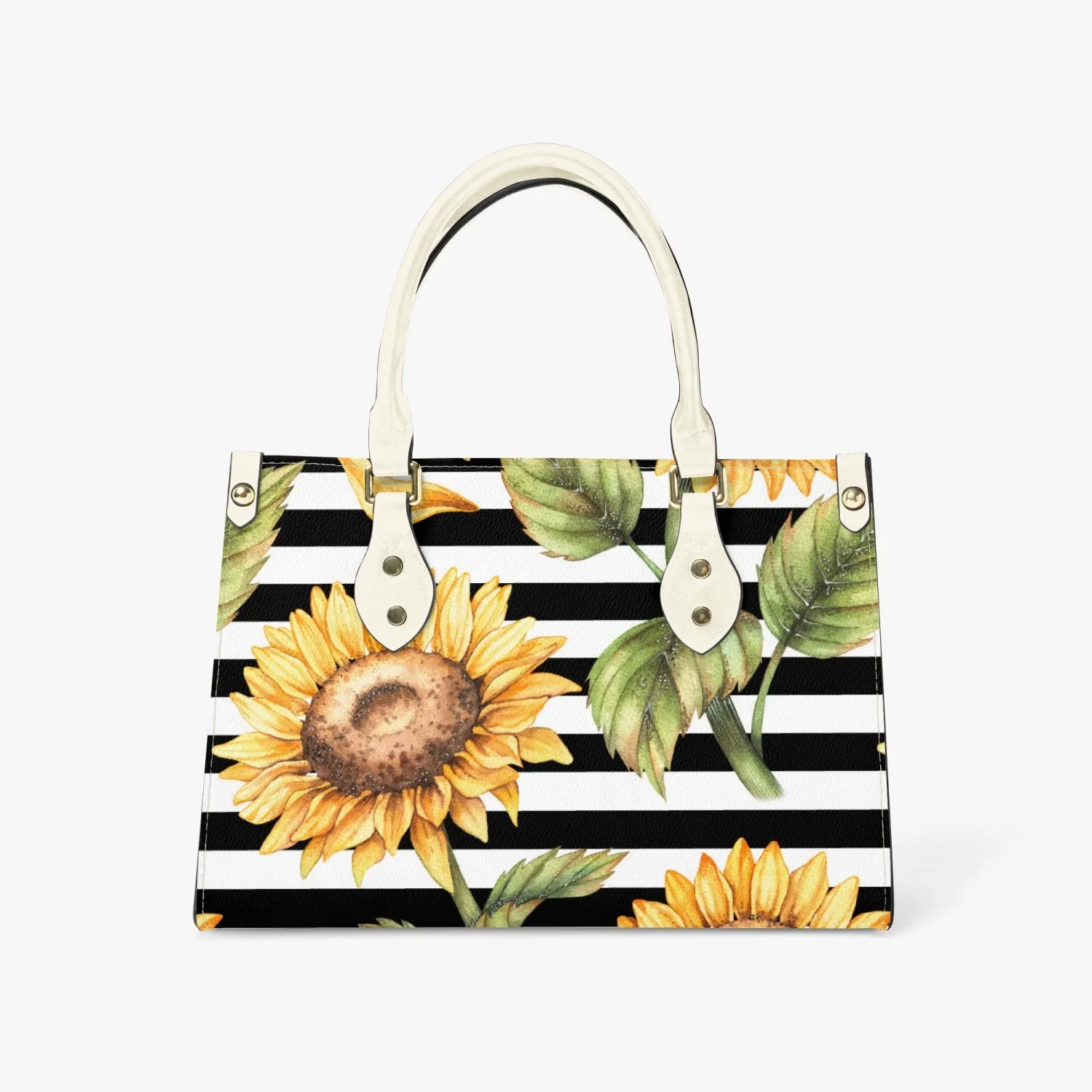 Sunflower Striped Tote Bag - Long Strap and Inner Bag
