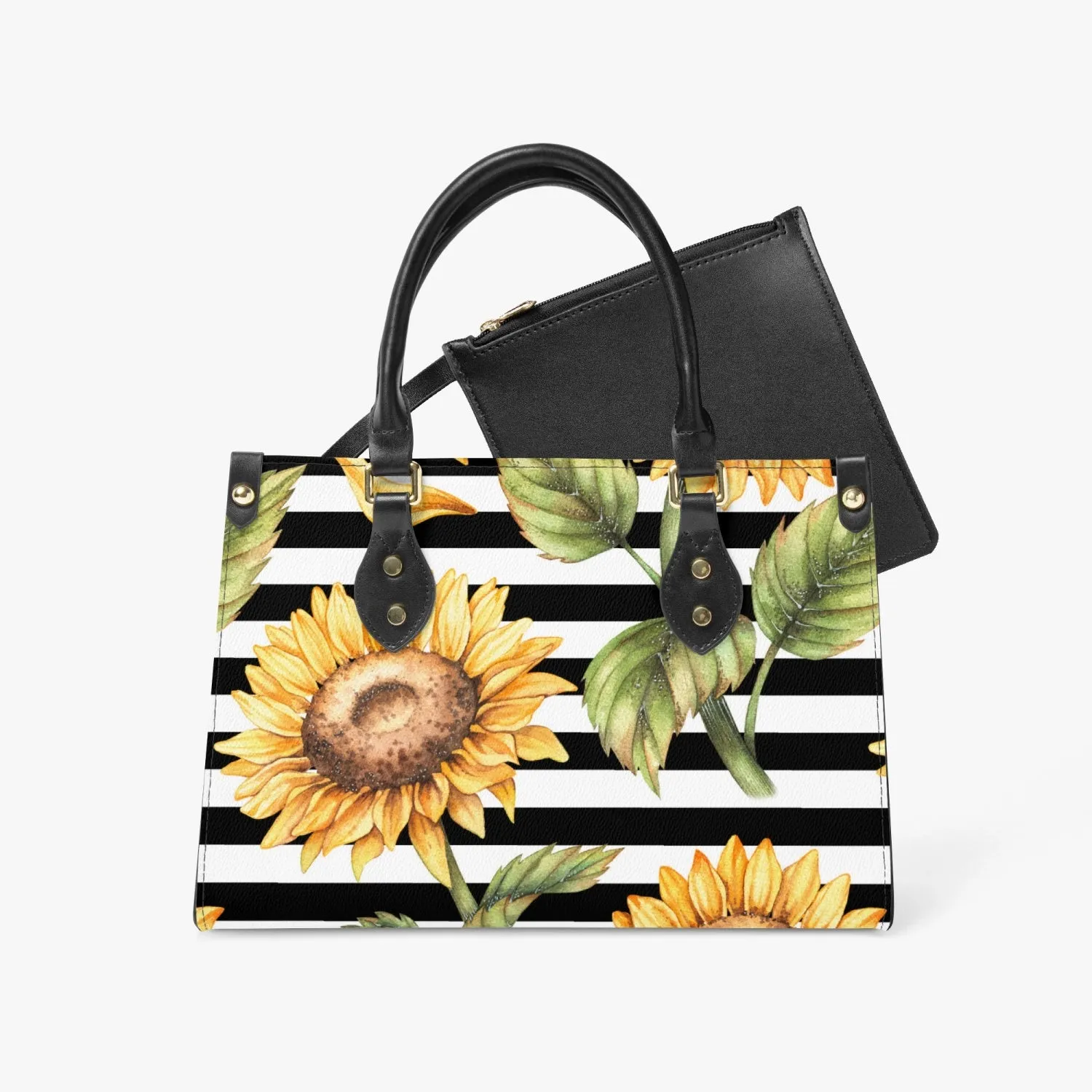 Sunflower Striped Tote Bag - Long Strap and Inner Bag