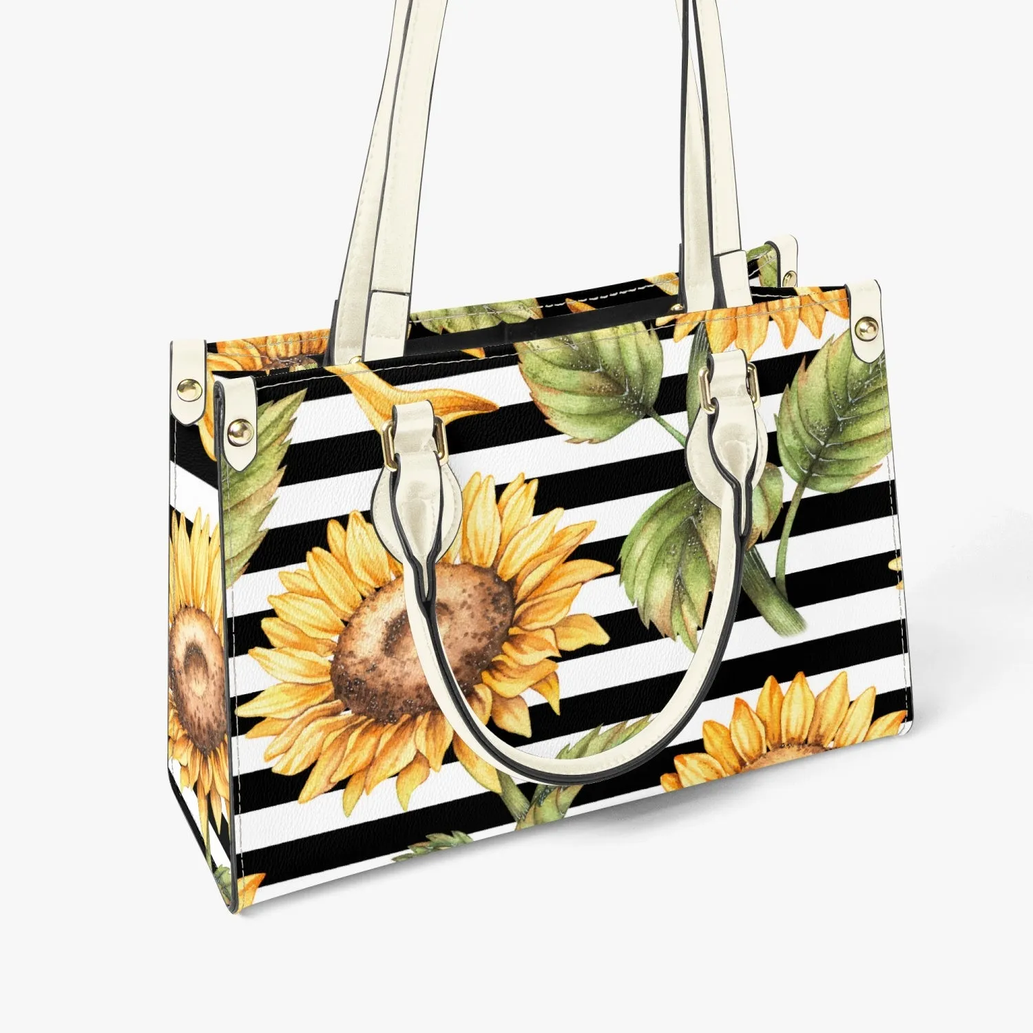 Sunflower Striped Tote Bag - Long Strap and Inner Bag
