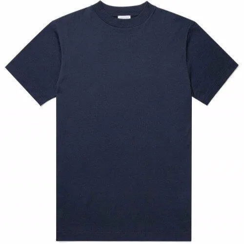 Sunspel Mock Neck T-Shirt Navy