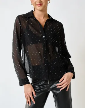 Super Nova Long Sleeve Sheer Sparkle Shirt
