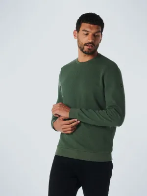 Sweater Crewneck Double Layer Jacquard Stretch | Dark Green
