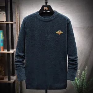 Sweater Men's Round Neck Casual Loose Knit Sweater Top Winter