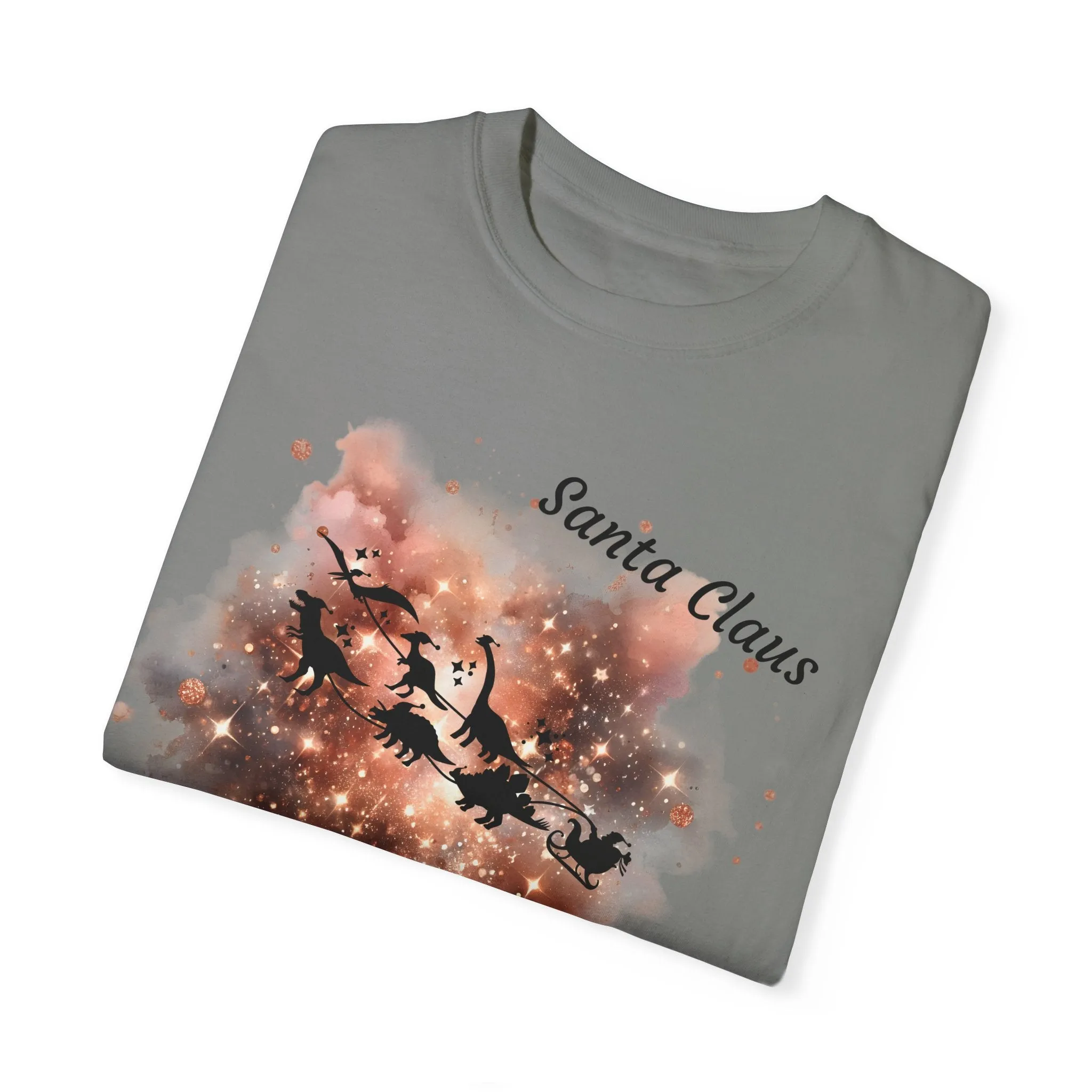 T-shirt Regular Santa Claus en Dinosaurios/T-shirt divertida/Navidad