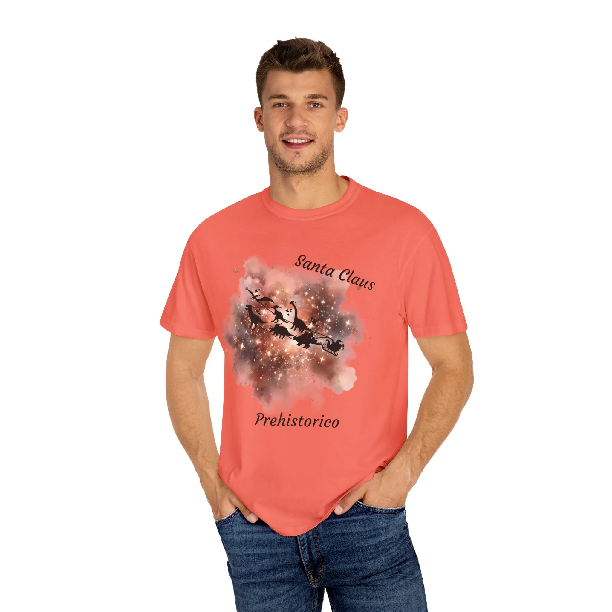 T-shirt Regular Santa Claus en Dinosaurios/T-shirt divertida/Navidad