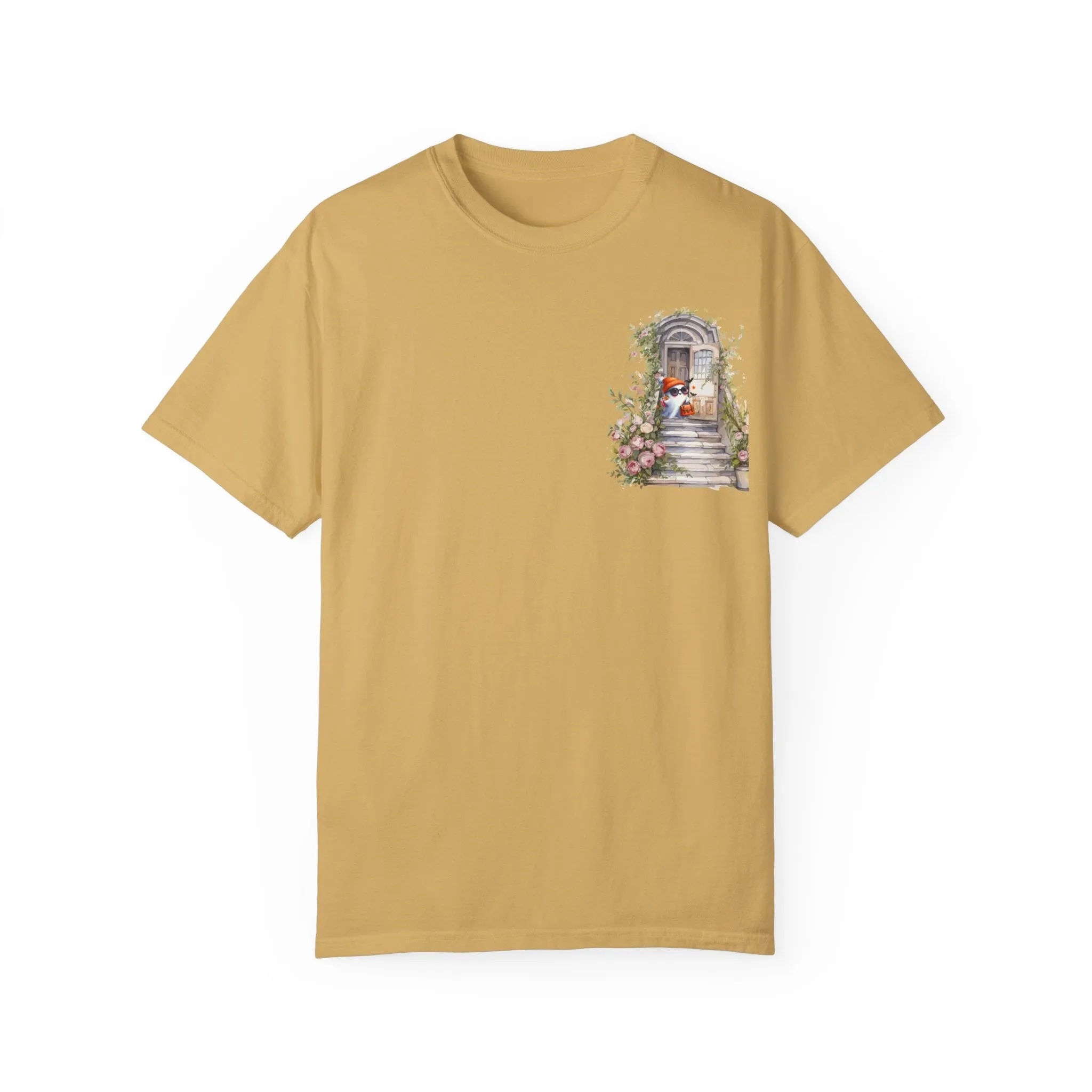 T-shirt Unisex con Imagen de Fantasma Bajando las Escaleras a Buscar dulces en Halloween/T-shirt Halloween/T-shirt Fantasma