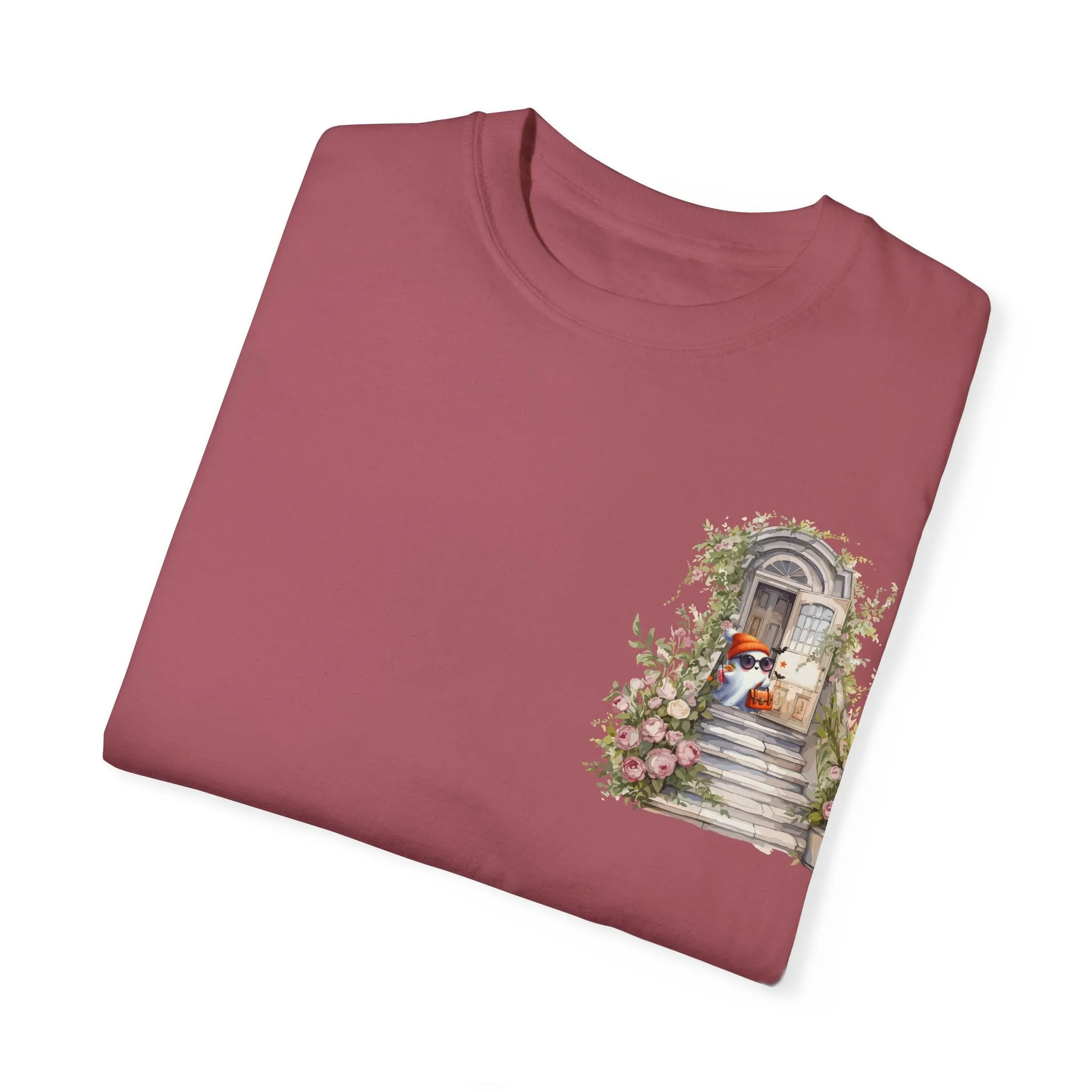 T-shirt Unisex con Imagen de Fantasma Bajando las Escaleras a Buscar dulces en Halloween/T-shirt Halloween/T-shirt Fantasma