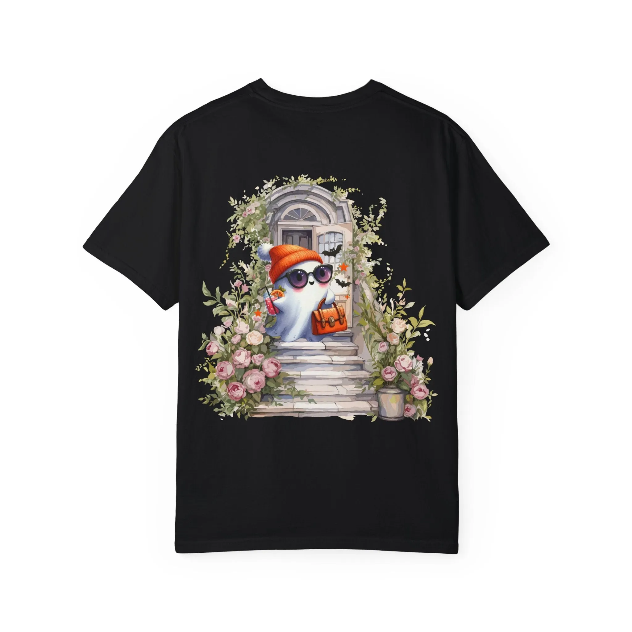 T-shirt Unisex con Imagen de Fantasma Bajando las Escaleras a Buscar dulces en Halloween/T-shirt Halloween/T-shirt Fantasma