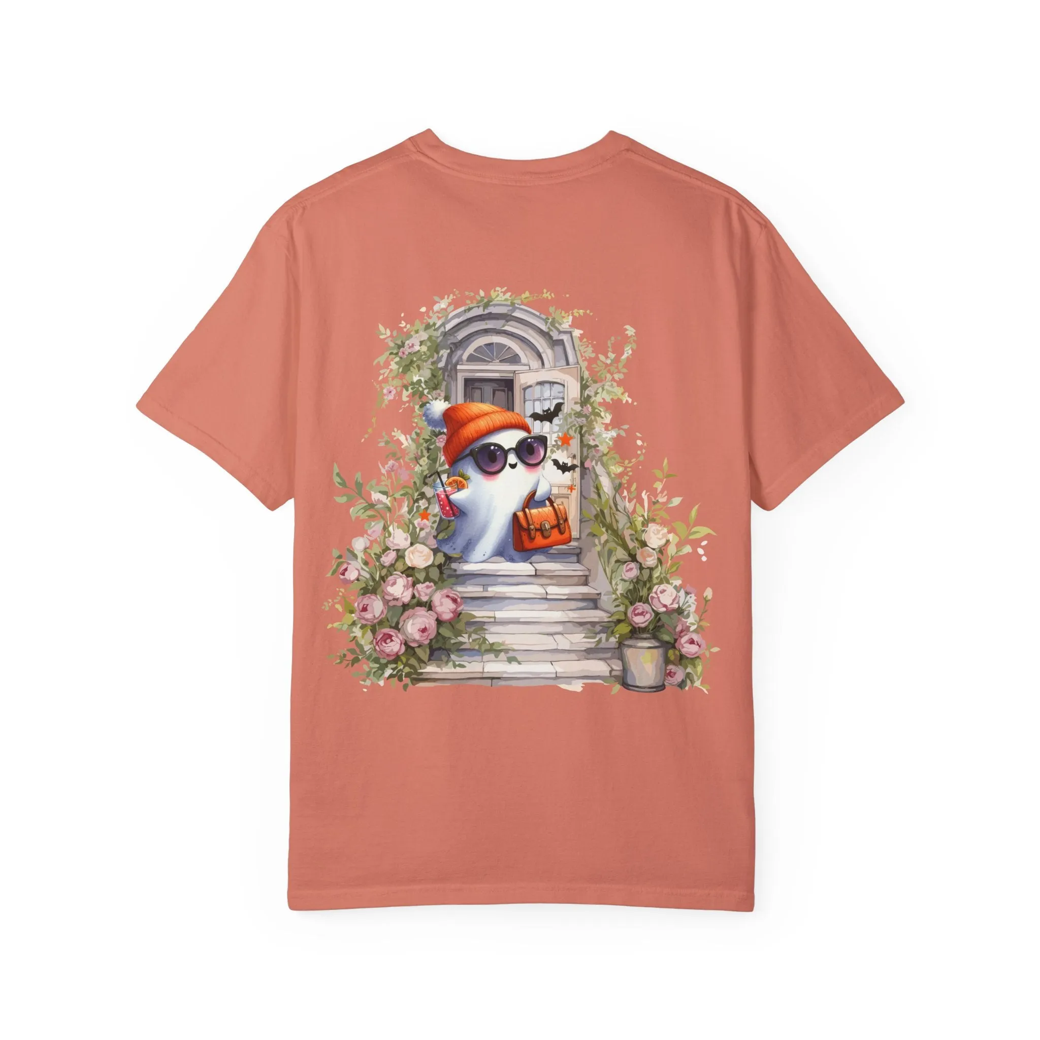 T-shirt Unisex con Imagen de Fantasma Bajando las Escaleras a Buscar dulces en Halloween/T-shirt Halloween/T-shirt Fantasma
