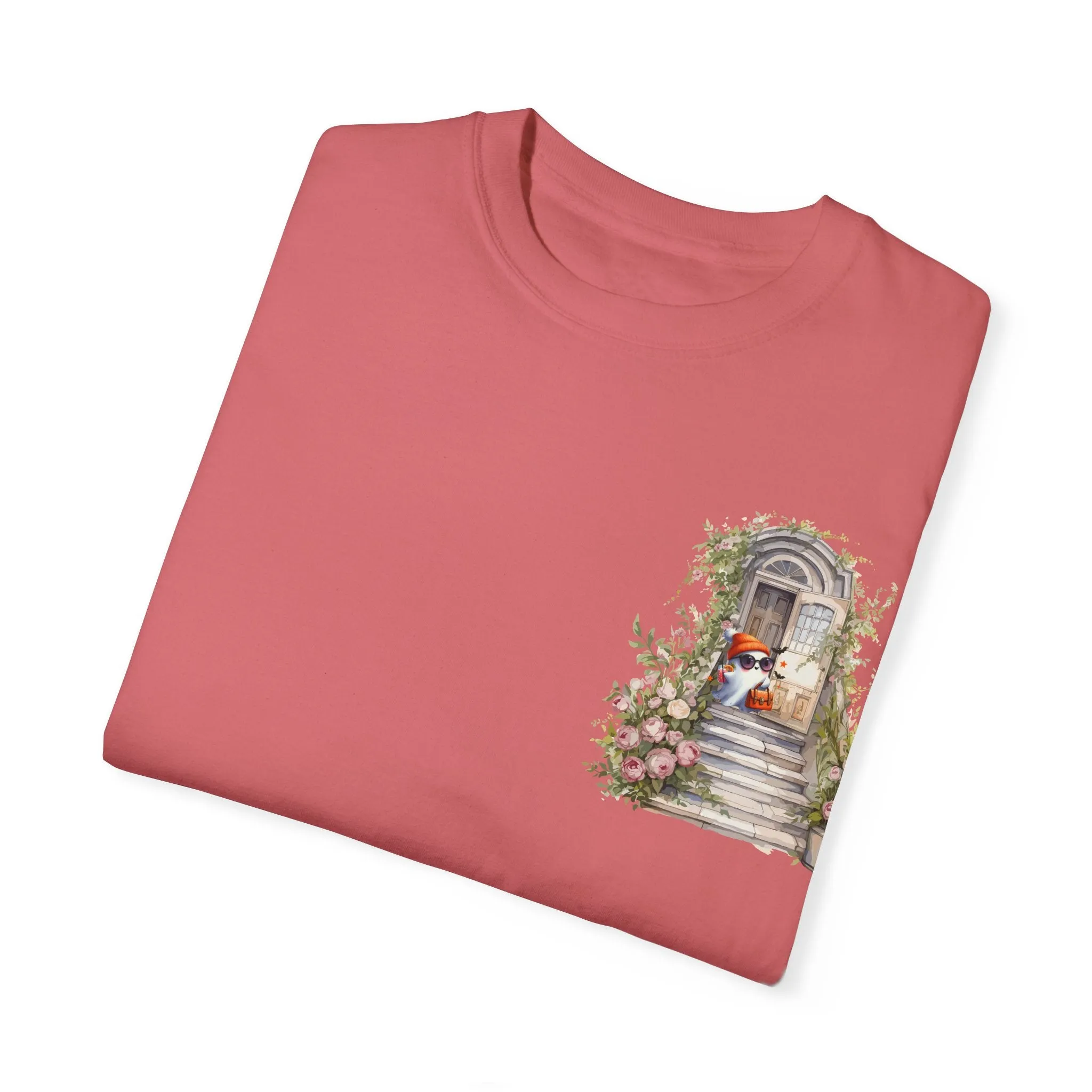 T-shirt Unisex con Imagen de Fantasma Bajando las Escaleras a Buscar dulces en Halloween/T-shirt Halloween/T-shirt Fantasma