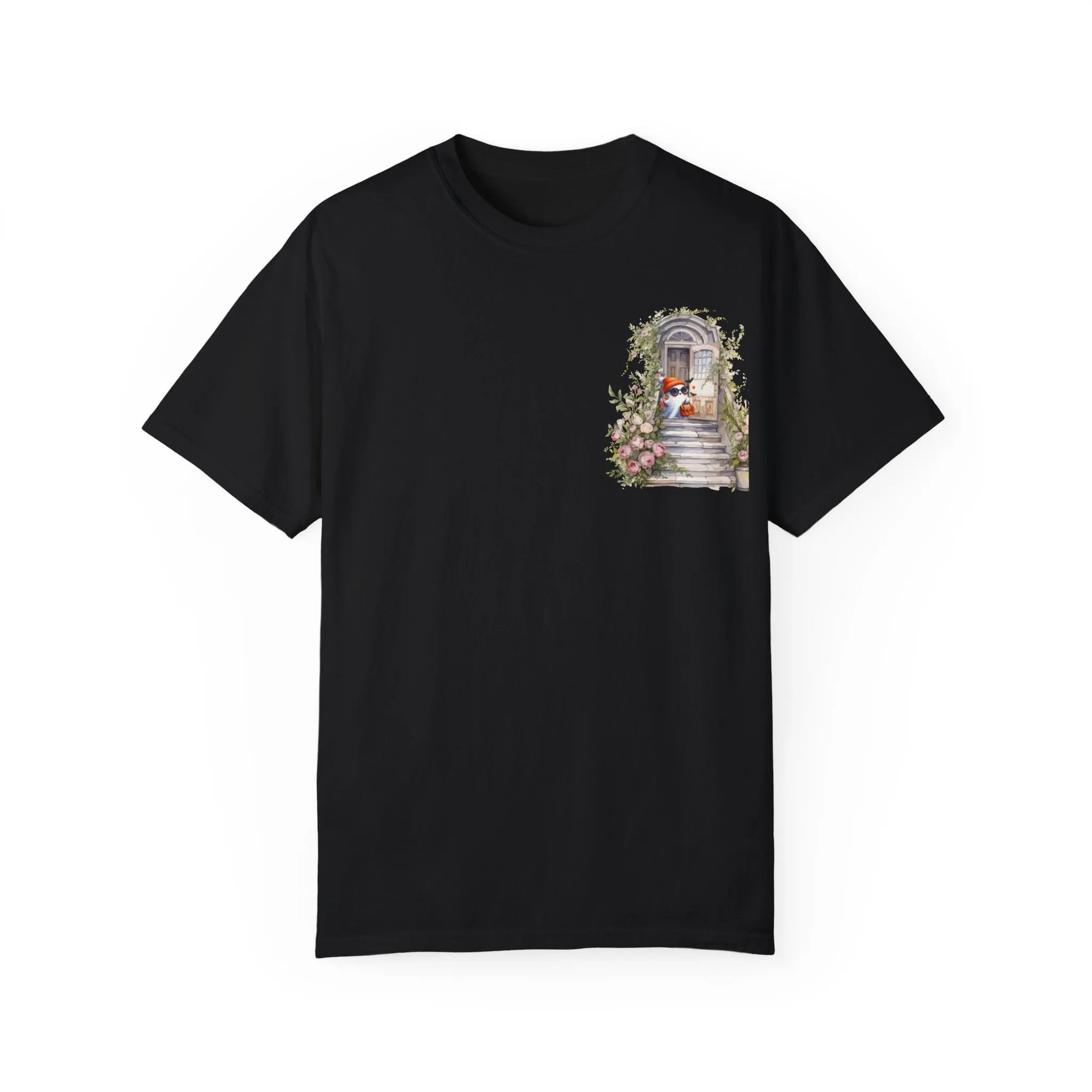 T-shirt Unisex con Imagen de Fantasma Bajando las Escaleras a Buscar dulces en Halloween/T-shirt Halloween/T-shirt Fantasma