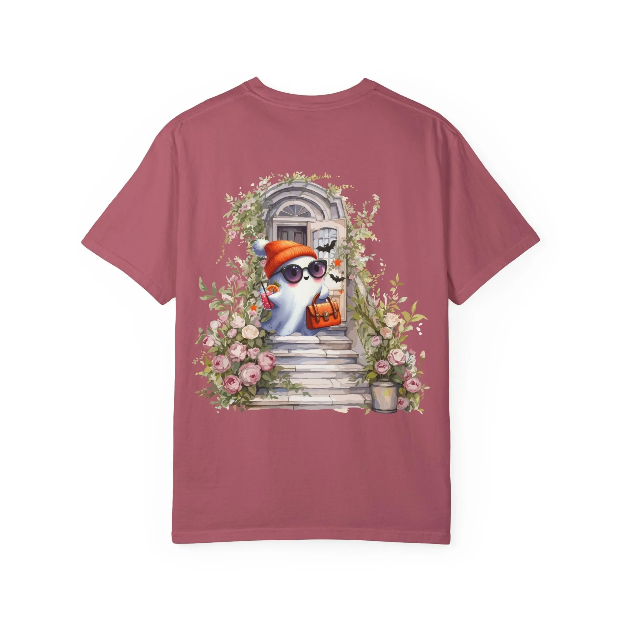 T-shirt Unisex con Imagen de Fantasma Bajando las Escaleras a Buscar dulces en Halloween/T-shirt Halloween/T-shirt Fantasma