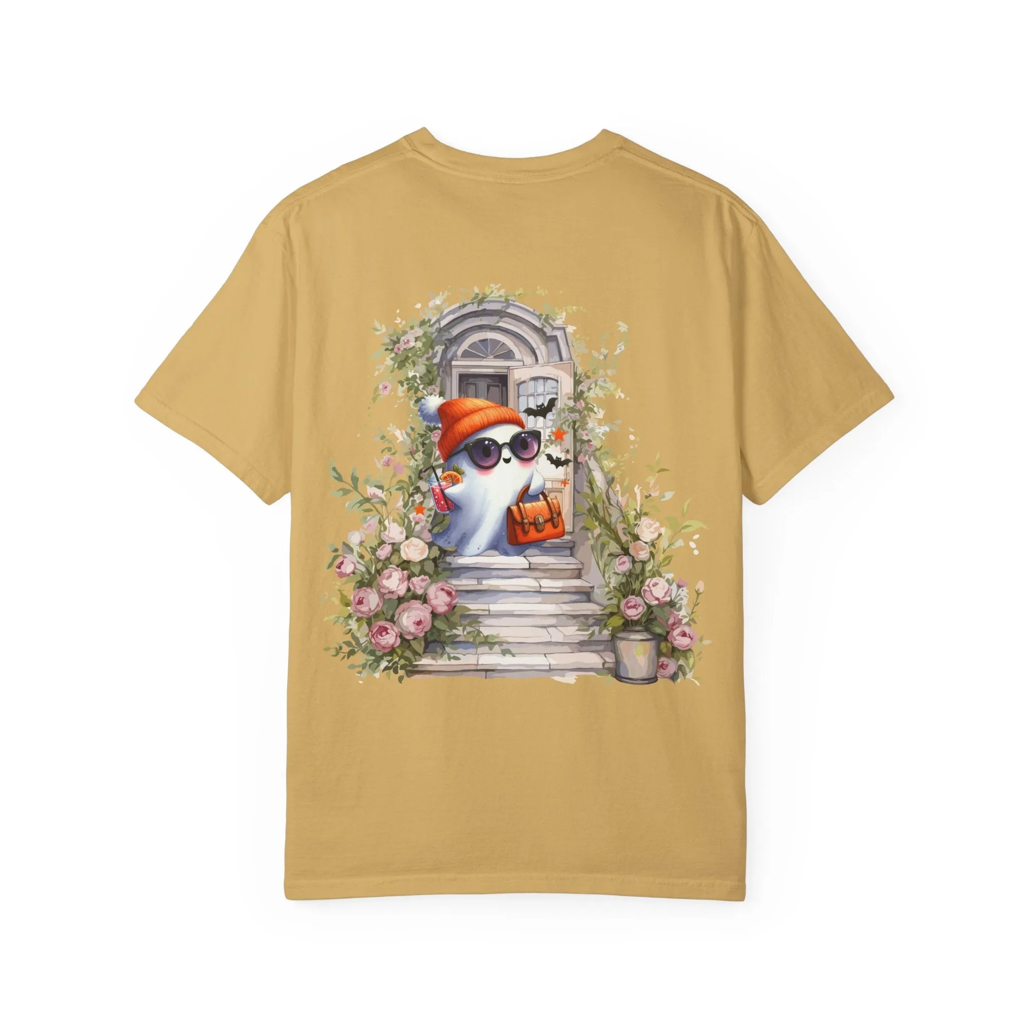 T-shirt Unisex con Imagen de Fantasma Bajando las Escaleras a Buscar dulces en Halloween/T-shirt Halloween/T-shirt Fantasma