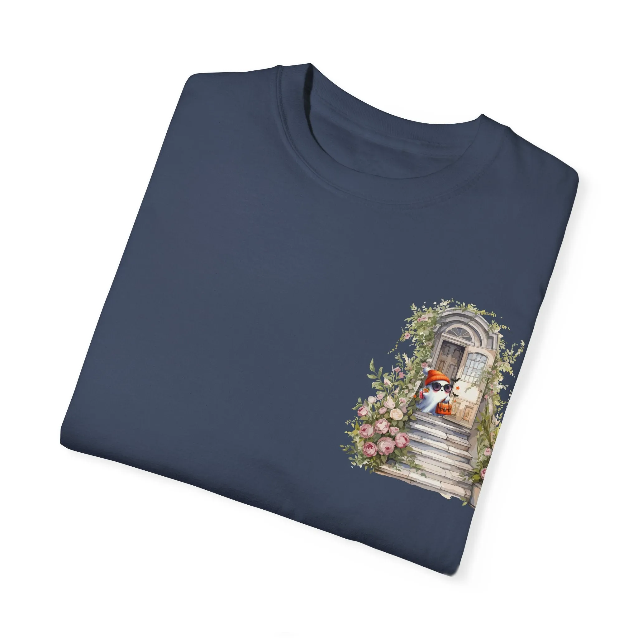 T-shirt Unisex con Imagen de Fantasma Bajando las Escaleras a Buscar dulces en Halloween/T-shirt Halloween/T-shirt Fantasma