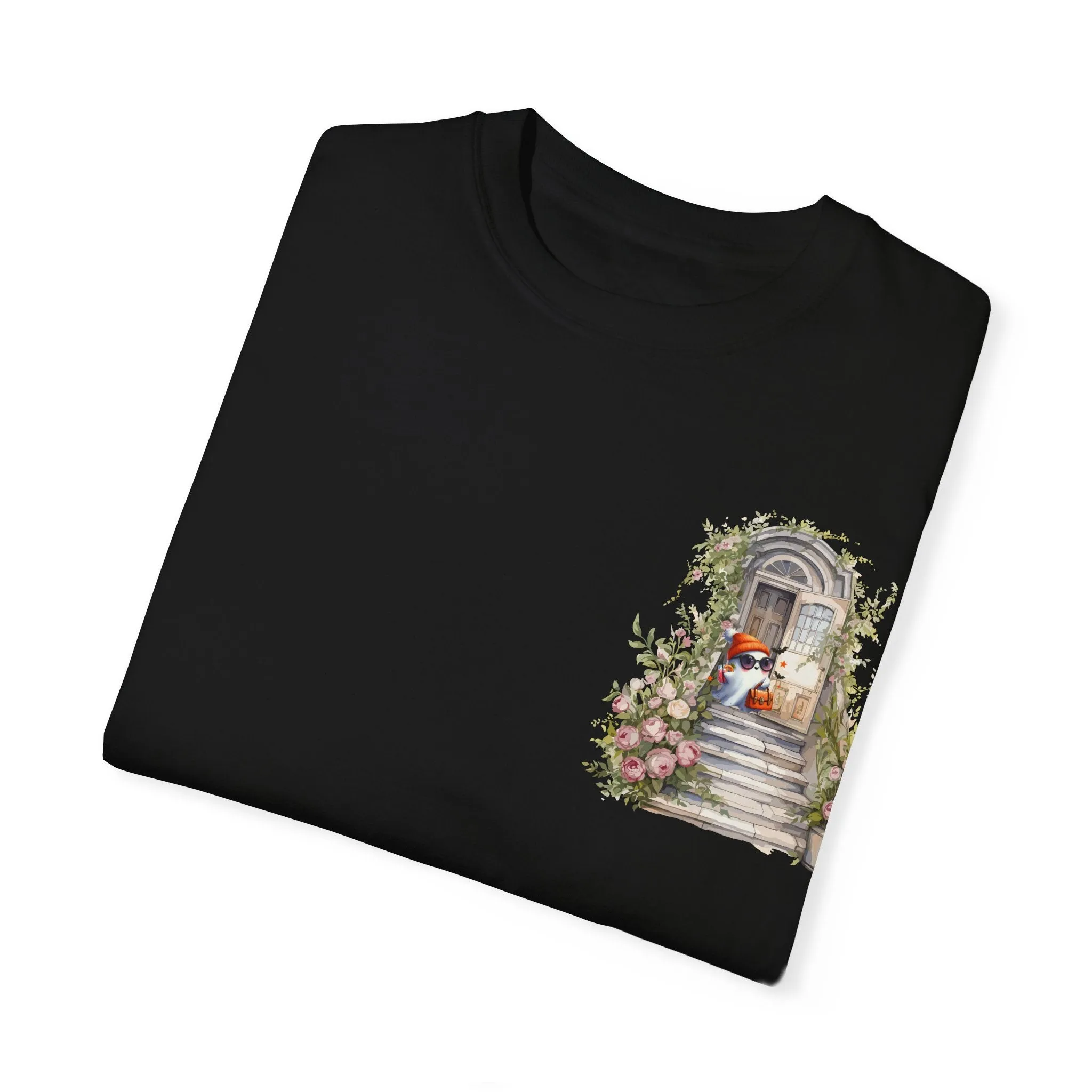 T-shirt Unisex con Imagen de Fantasma Bajando las Escaleras a Buscar dulces en Halloween/T-shirt Halloween/T-shirt Fantasma