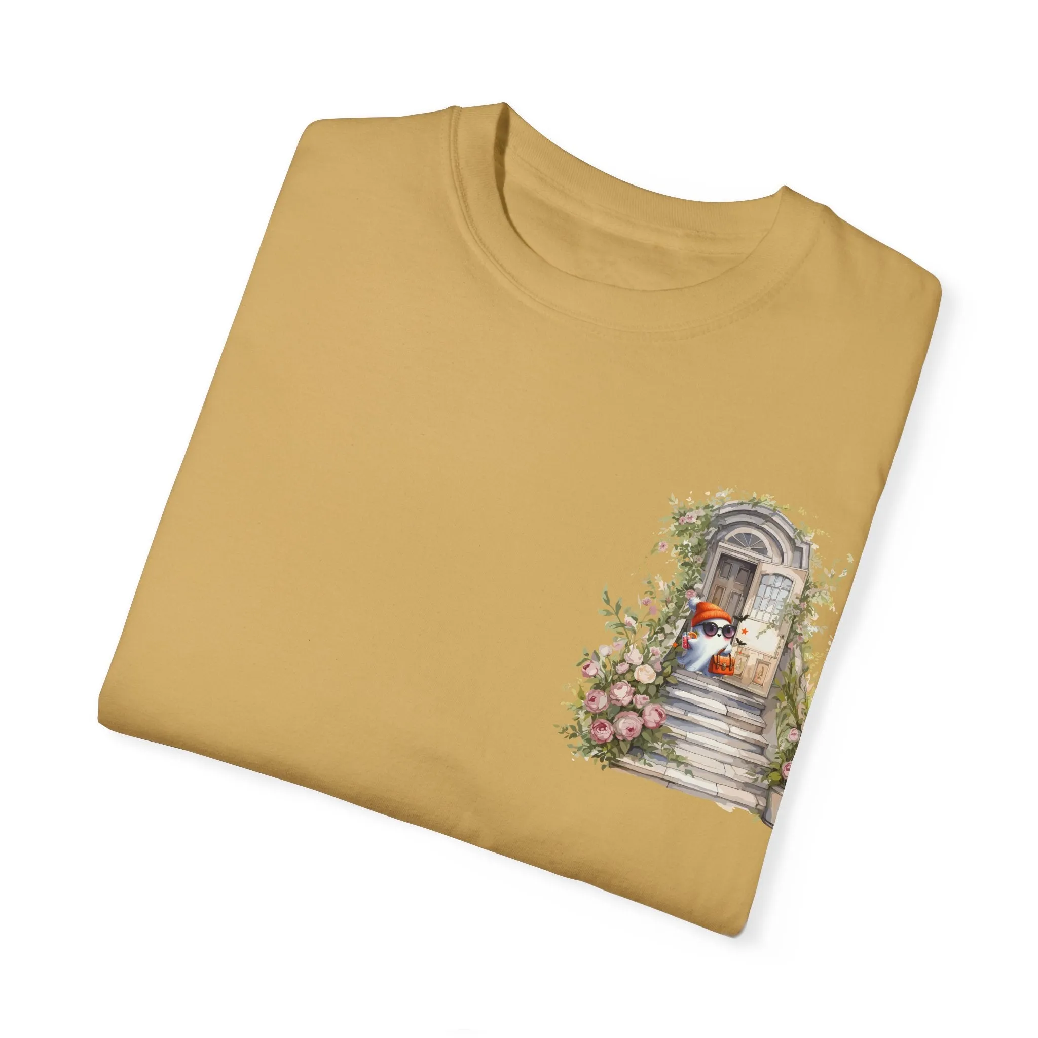 T-shirt Unisex con Imagen de Fantasma Bajando las Escaleras a Buscar dulces en Halloween/T-shirt Halloween/T-shirt Fantasma
