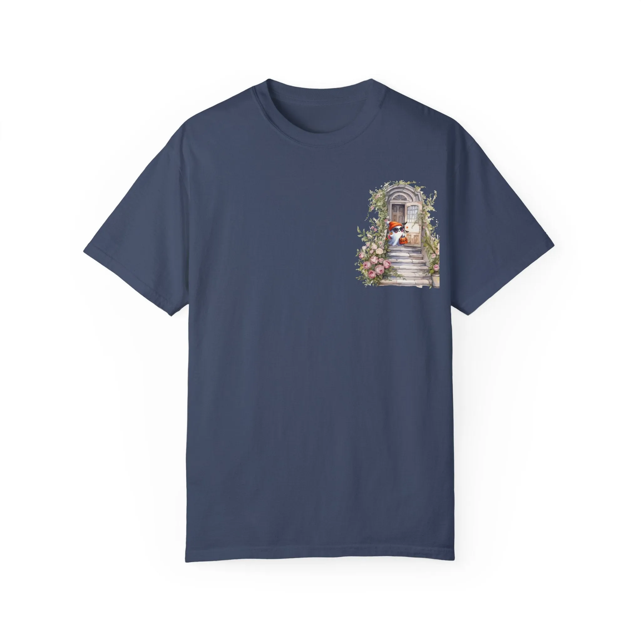 T-shirt Unisex con Imagen de Fantasma Bajando las Escaleras a Buscar dulces en Halloween/T-shirt Halloween/T-shirt Fantasma