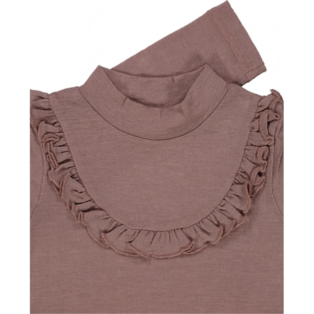 T-shirt Wool Ruffle LS - dusty lilac