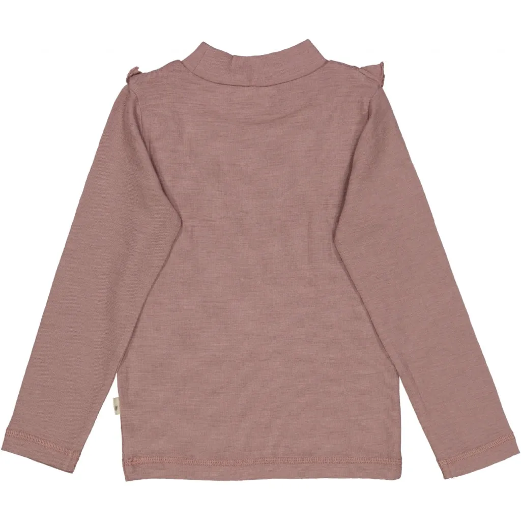 T-shirt Wool Ruffle LS - dusty lilac