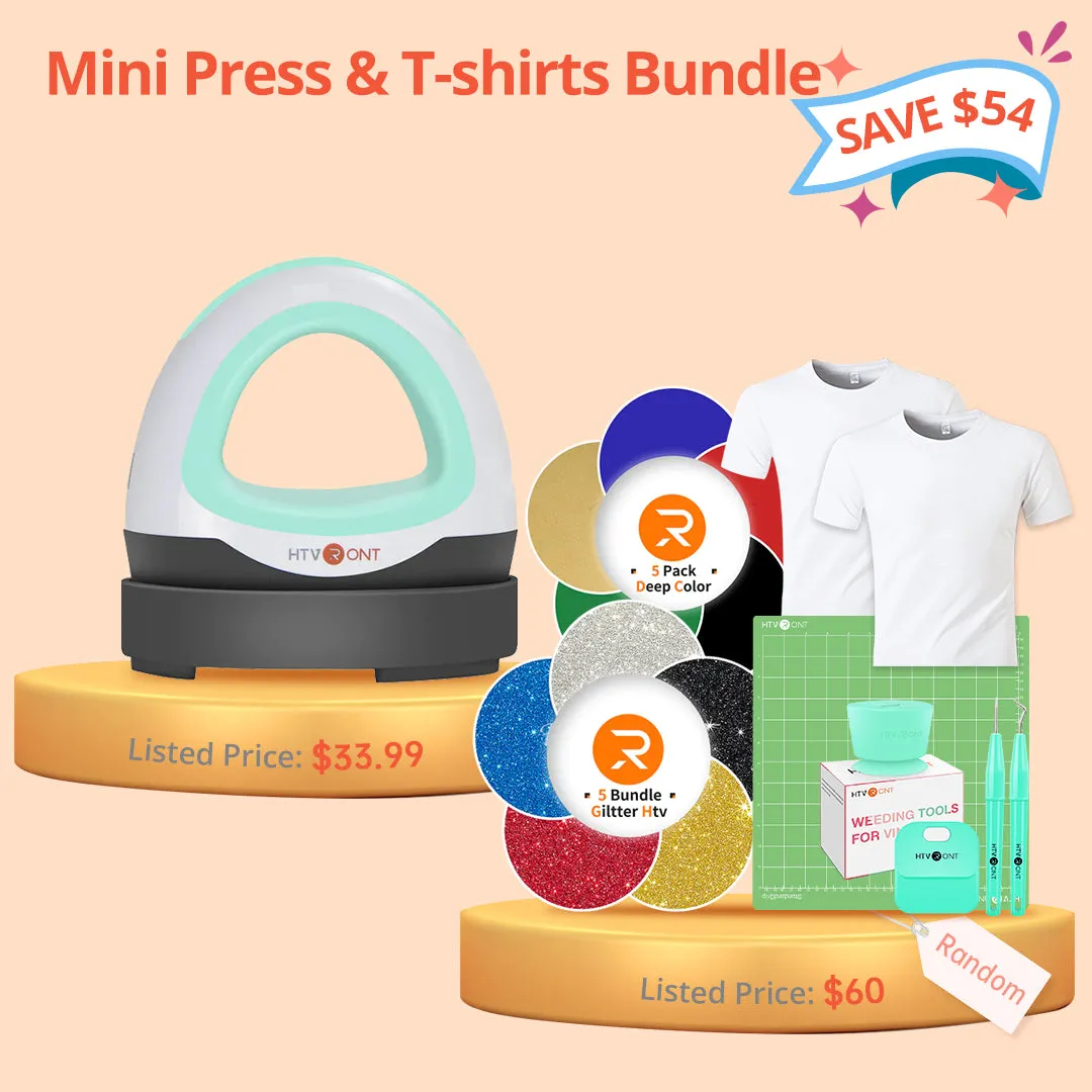 [T-shirts Bundle] Mini Heat Press Machine   2 pcs T-shirts & Materials Bundle ≥$60