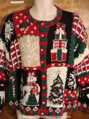 Tacky 80s Two Sided Colorful Christmas Sweater