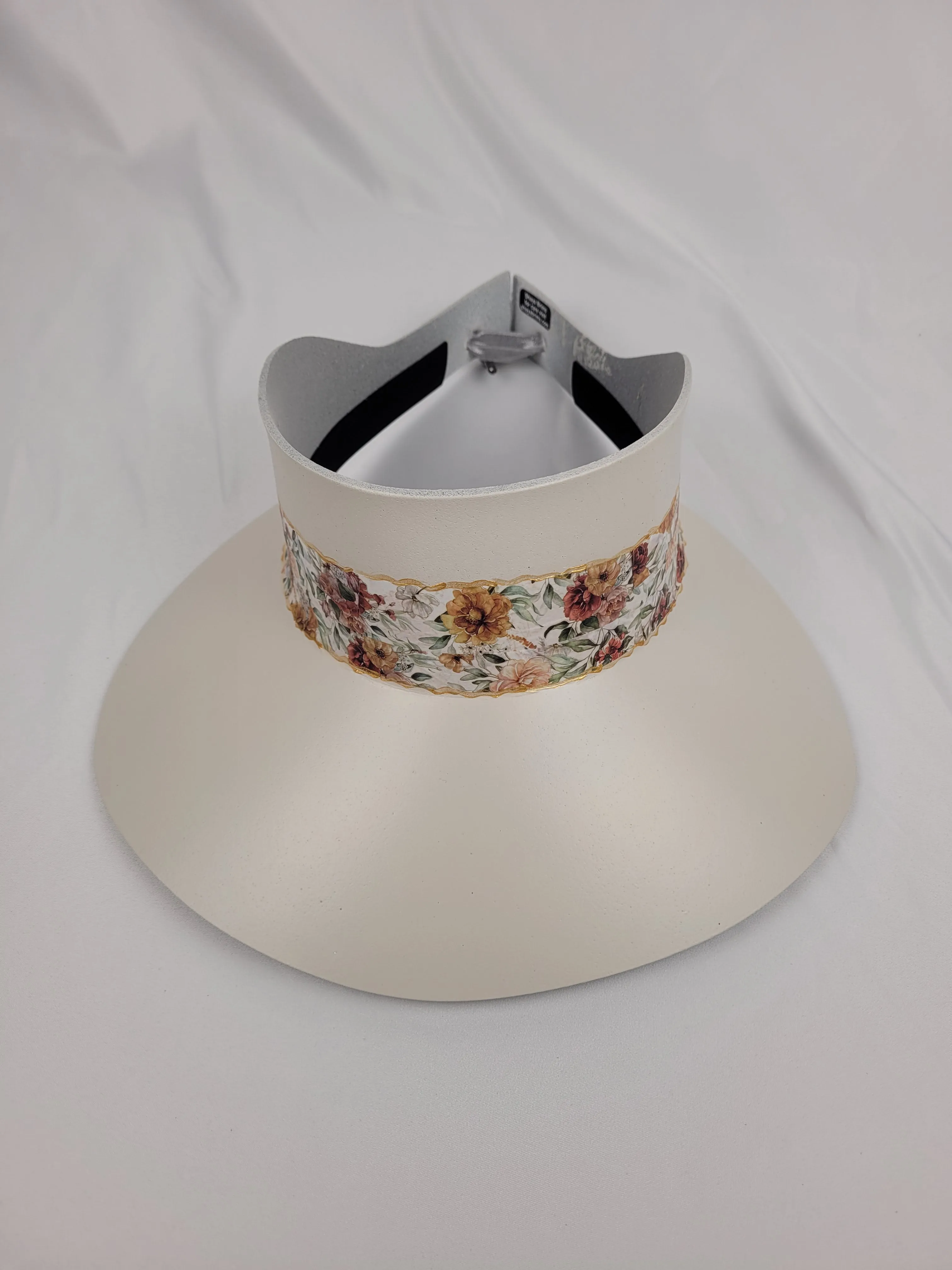 Tall Off-White "LadyEVA" Visor Hat with Light Floral Band