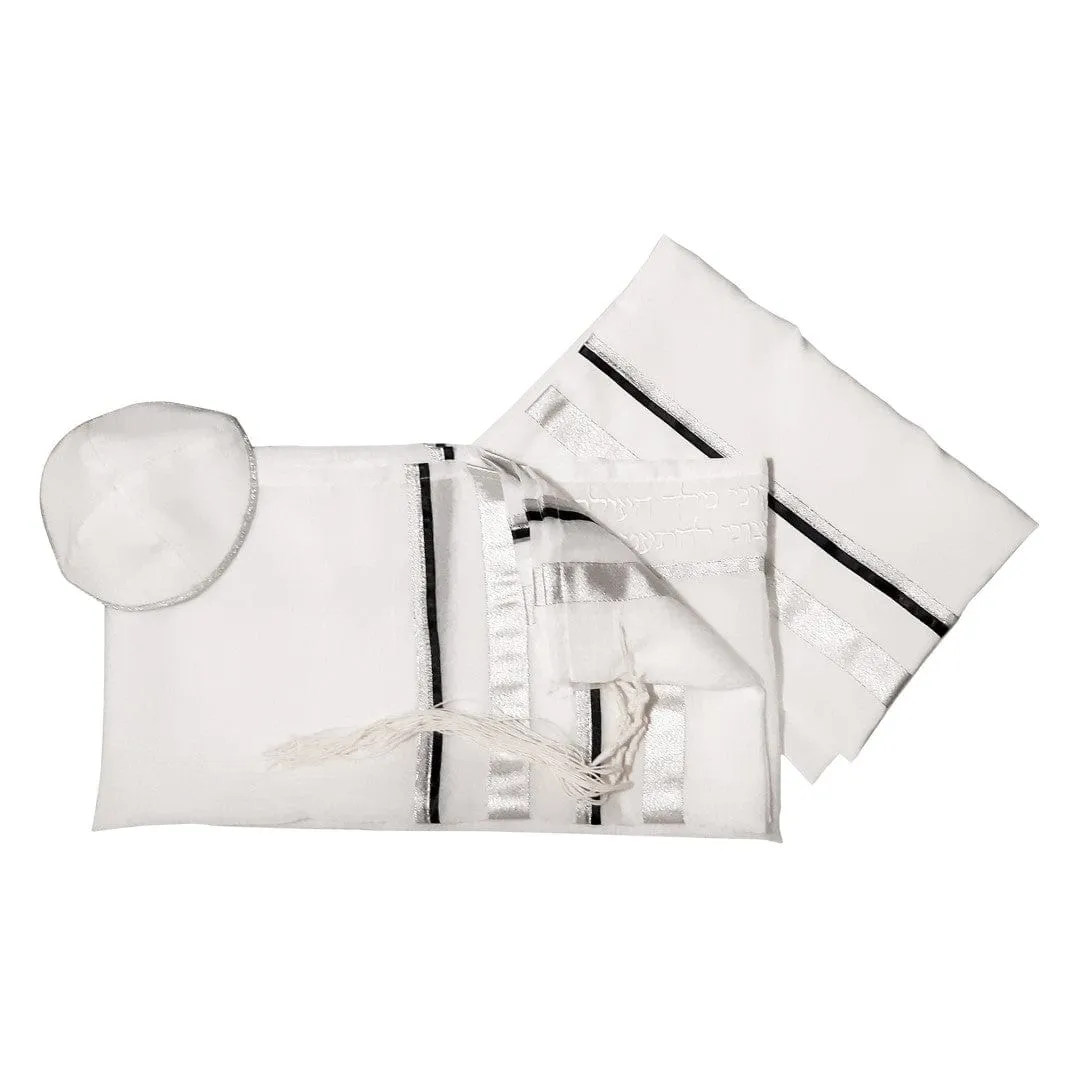 Tallit for Women in Black and Silver, Bat Mitzvah Tallit, Tallit for Girl, Feminine Tallit