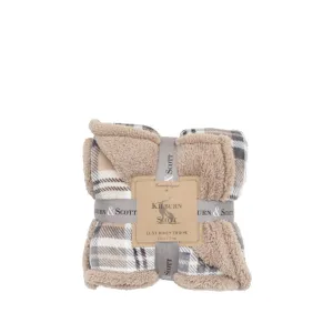 Tartan Sherpa Throw - Natural