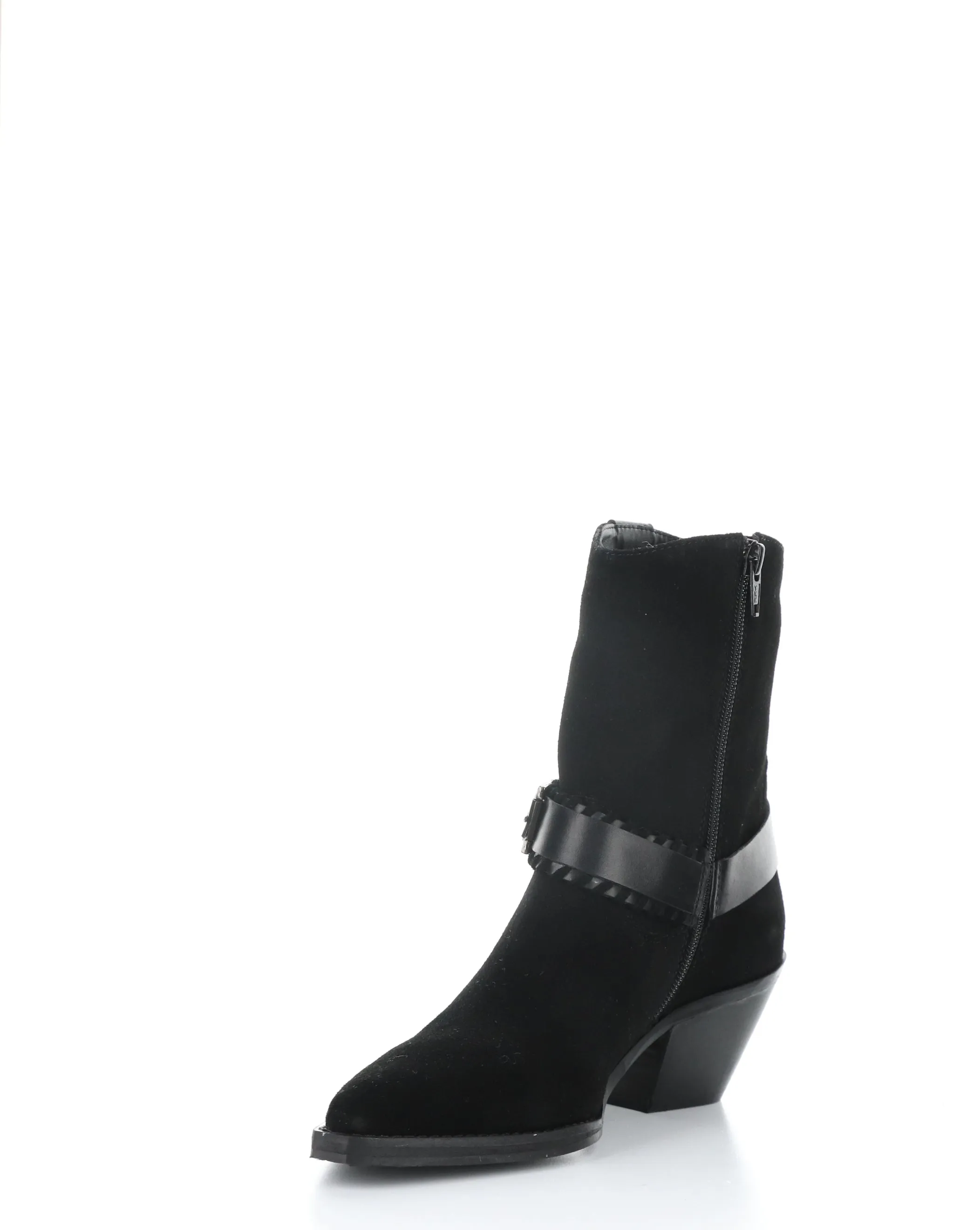 TARTAN STITCHED STRAP SUED ANKLE BOOTIE