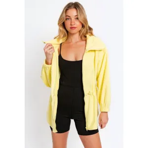 Tasha Apparel Zip Up Waist Drawstring Soft Fleece Jacket