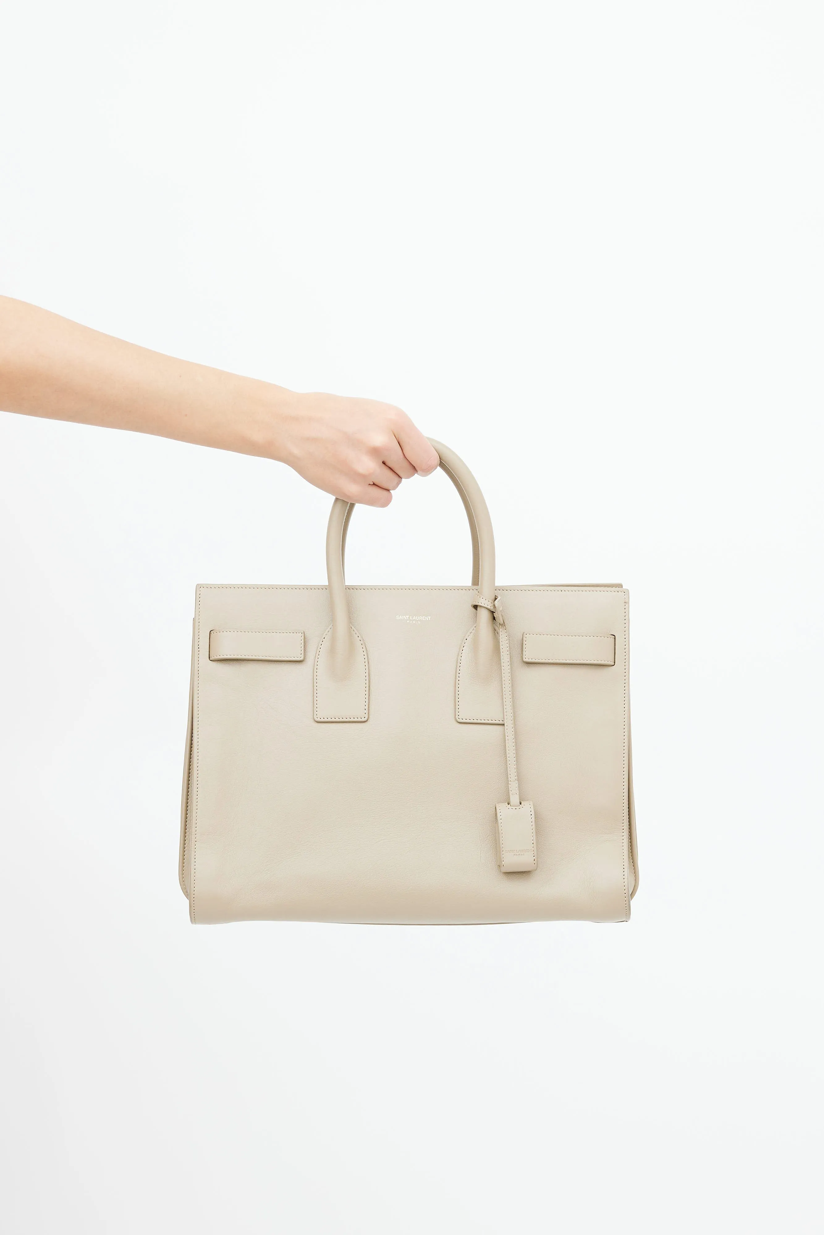 Taupe Leather Sac Du Jour Bag
