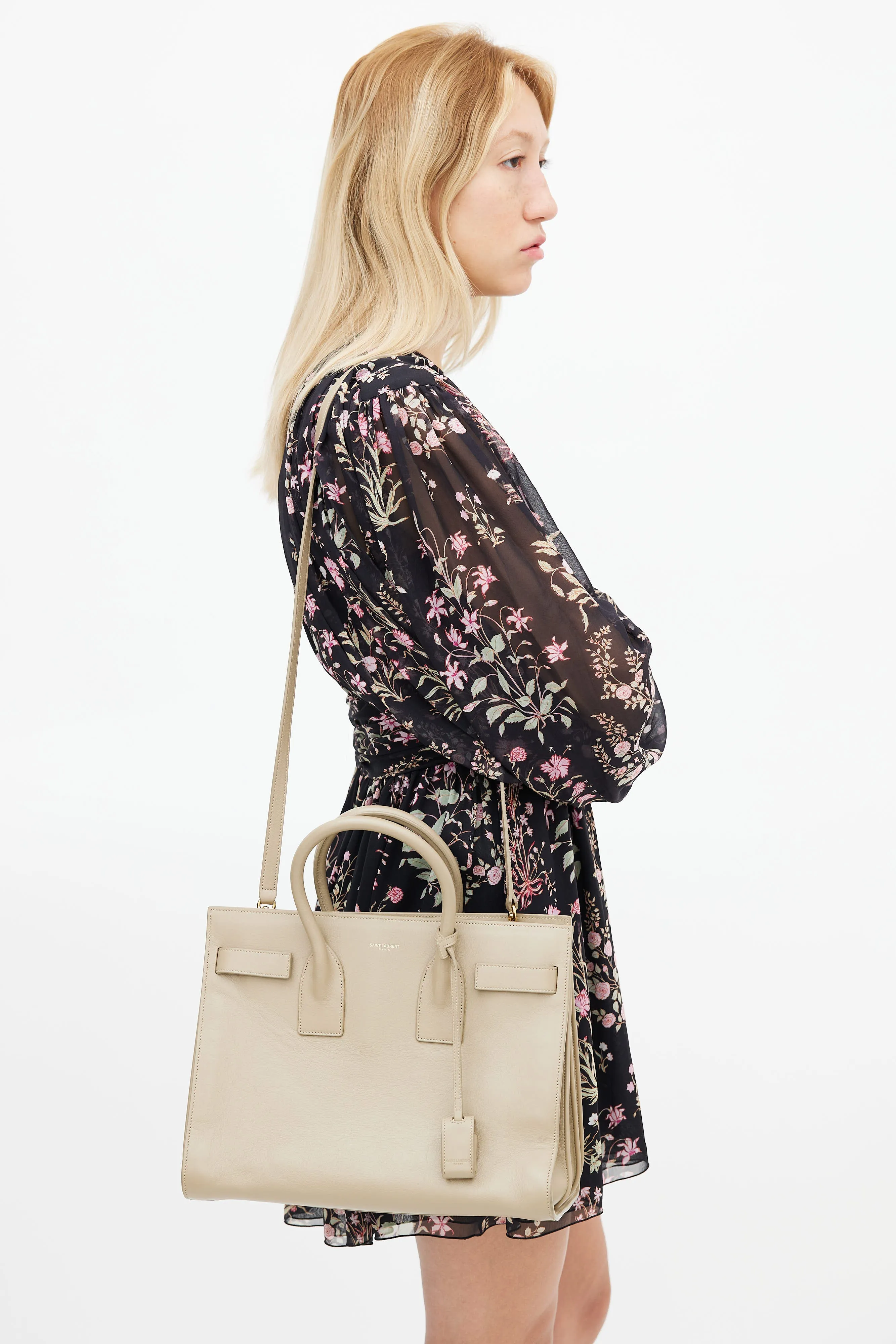 Taupe Leather Sac Du Jour Bag